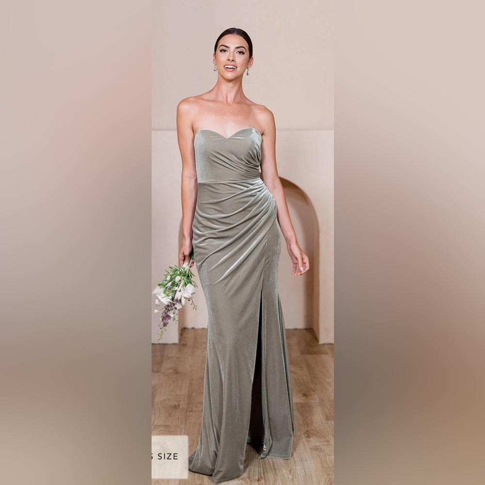 Revelry Olive Velvet Full Length Dress